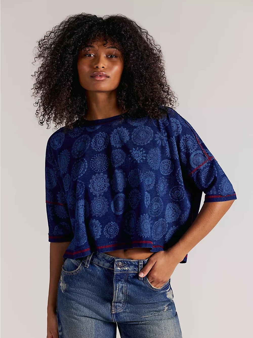 NWT FREE PEOPLE WE THE FREE One Of A Kind Tee | Antique Combo MSRP $108 Size M